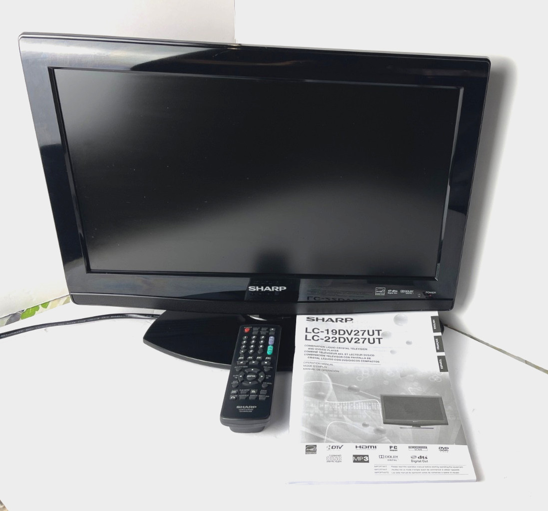 Sharp Television Liquid Crystal  Model LC-19DV27UT  With Stand 16x9 inch Screen