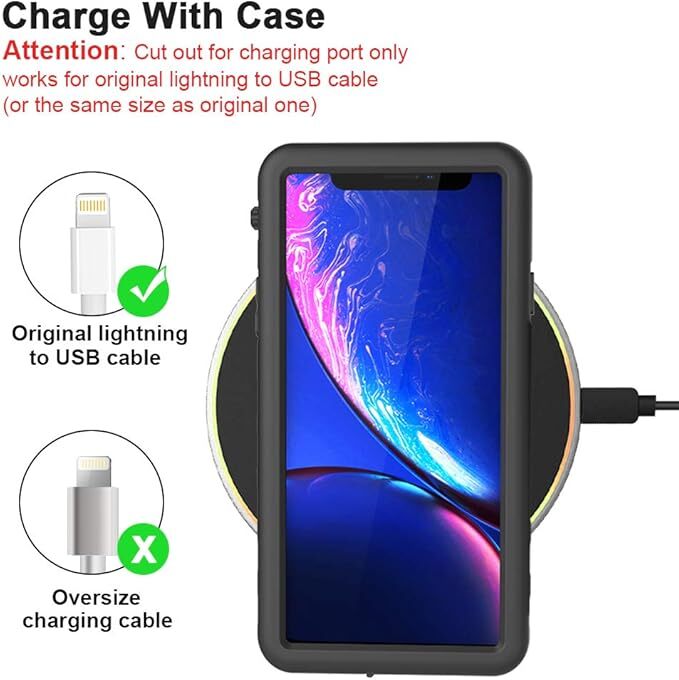 For iPhone Xr Waterproof Case, IP68 Fully Sealed with Built-in Screen Protector
