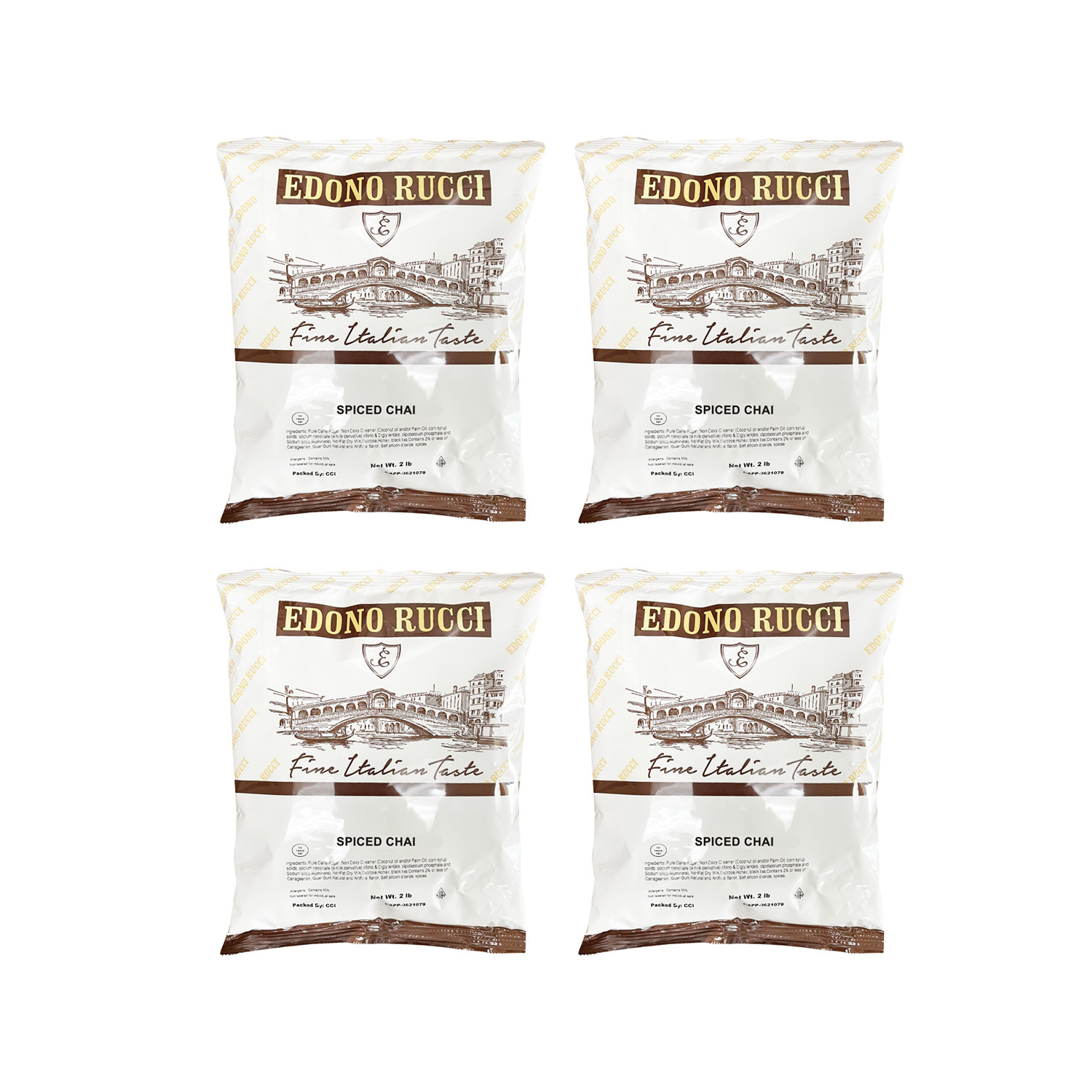EDONO RUCCI SPICED CHAI TEA LATTE POWDER MIX 4 X 2 LB BAGS