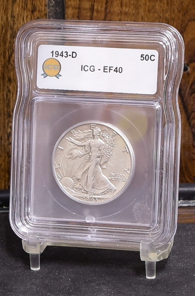 1943-D Walking Liberty Half Dollar - ICG EF40 (#62247-L)