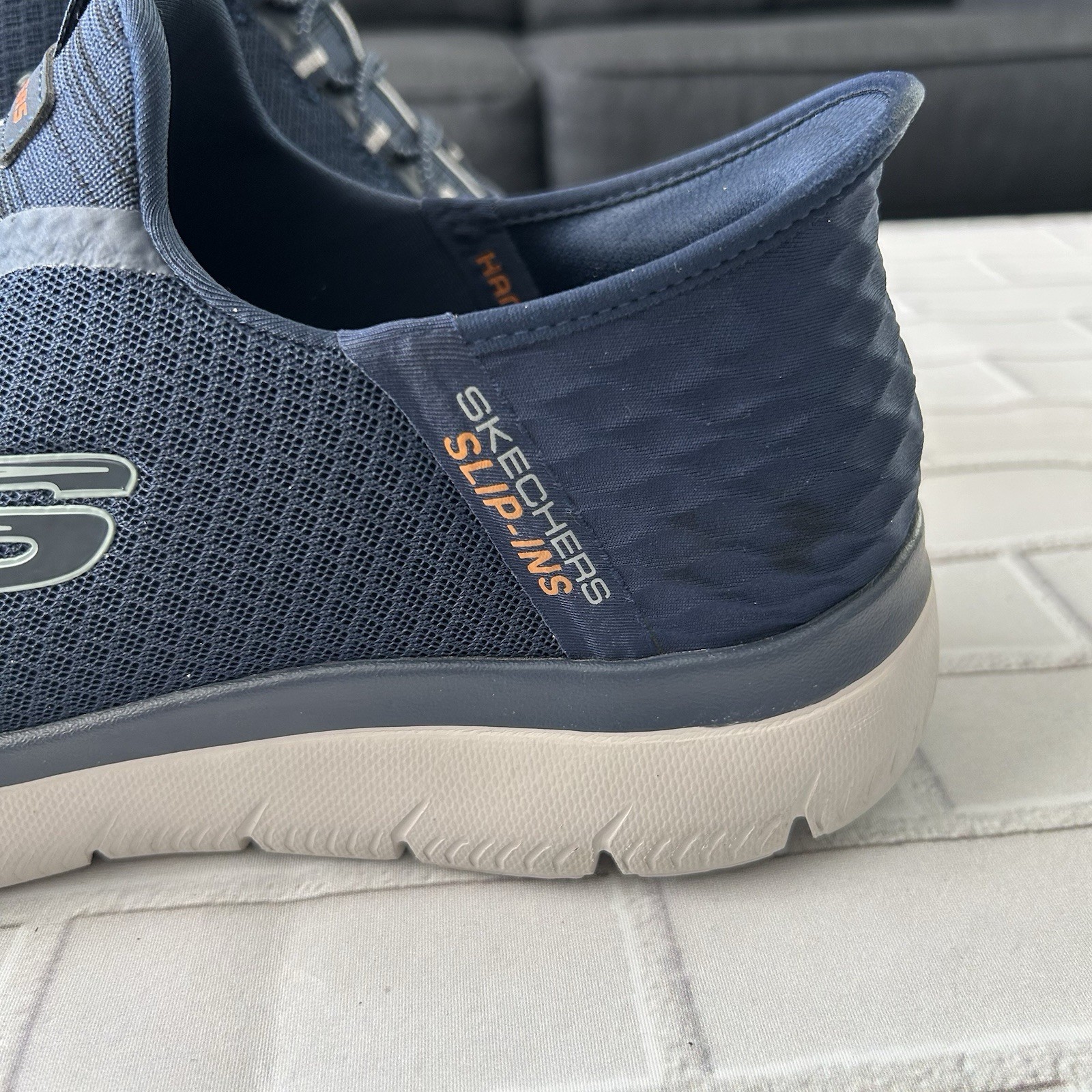 SCKECHERS Men's Sz 11 Wide Fit Slip-ins Summit High Range Running Sneakers Navy
