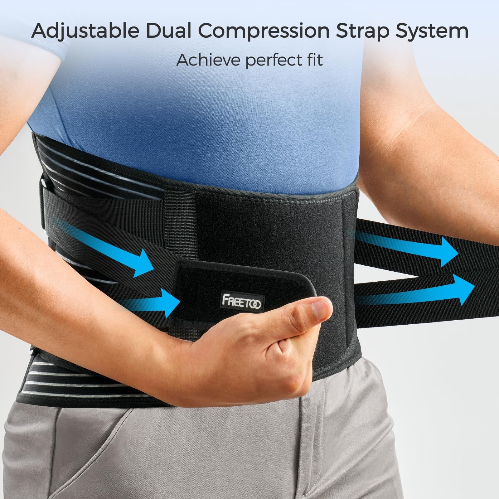 FREETOO Back Braces for Lower Back Pain Relief with 6 Stays, Breathable Back ...