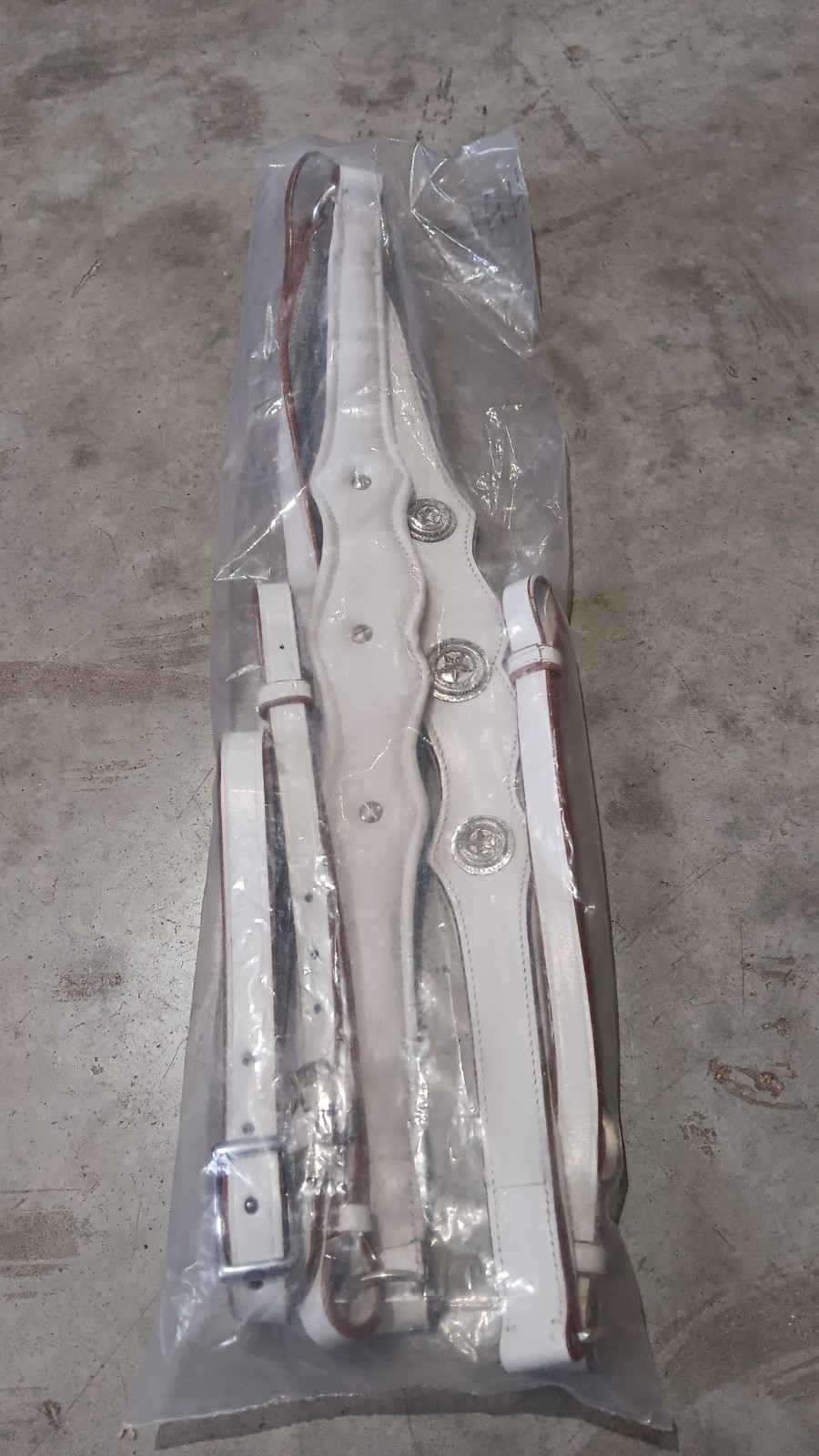 Fancy White Leather Draft Tack Set: Headstall, Reins, Breastcollar