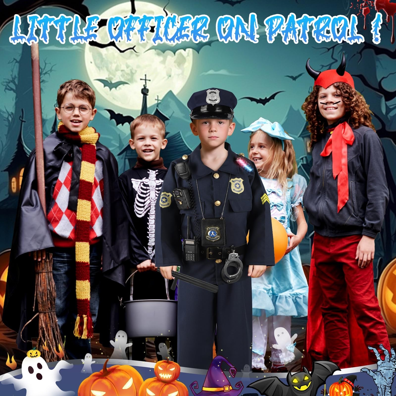 Police Costume for Kids, Cop Pretend Play Toys with Accessories for... Fast Ship