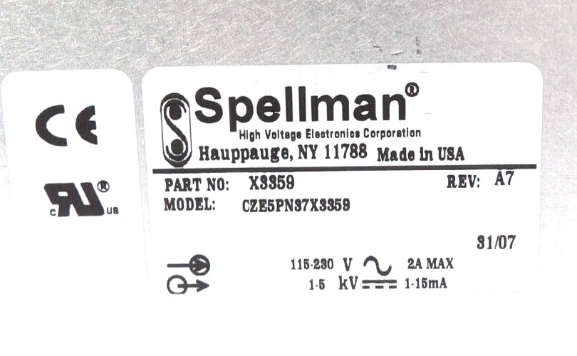 Spellman CZE5PN37X3359 Grid Liner Voltage Module X3359 Untested Spare