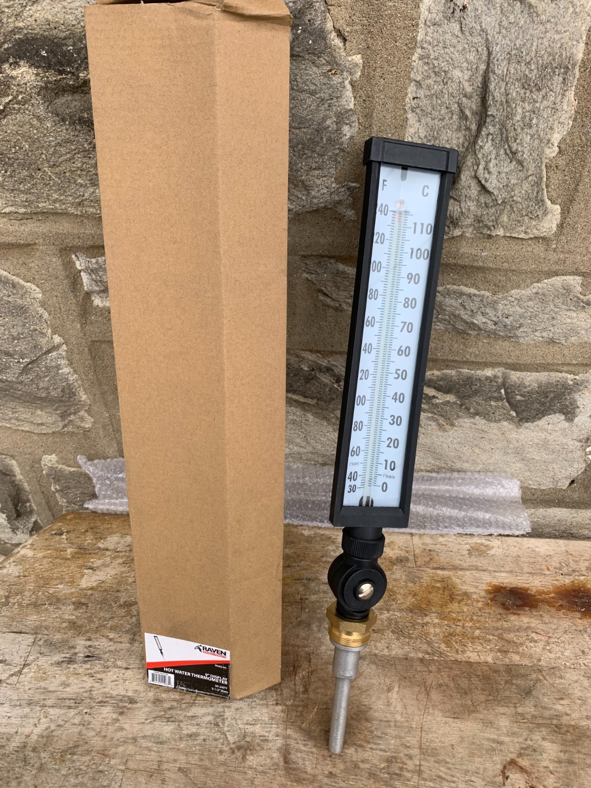 Raven RG40-9H 9" Inch Hot Water Thermometer 30-240 Degree 3 1/2" Stem NOS