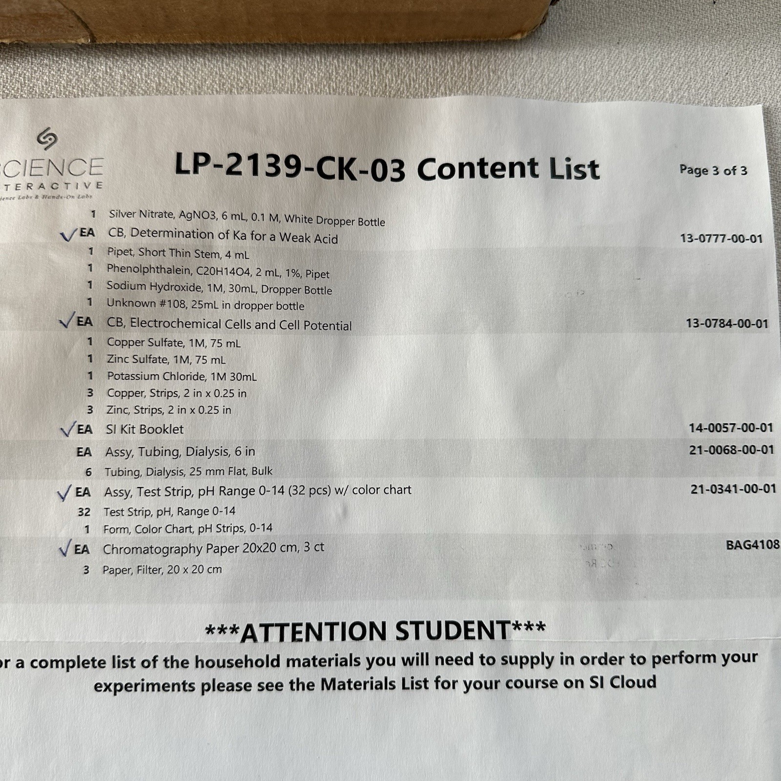 Science Interactive Lab kit #LP-2139- CK-03 Appears Never Used