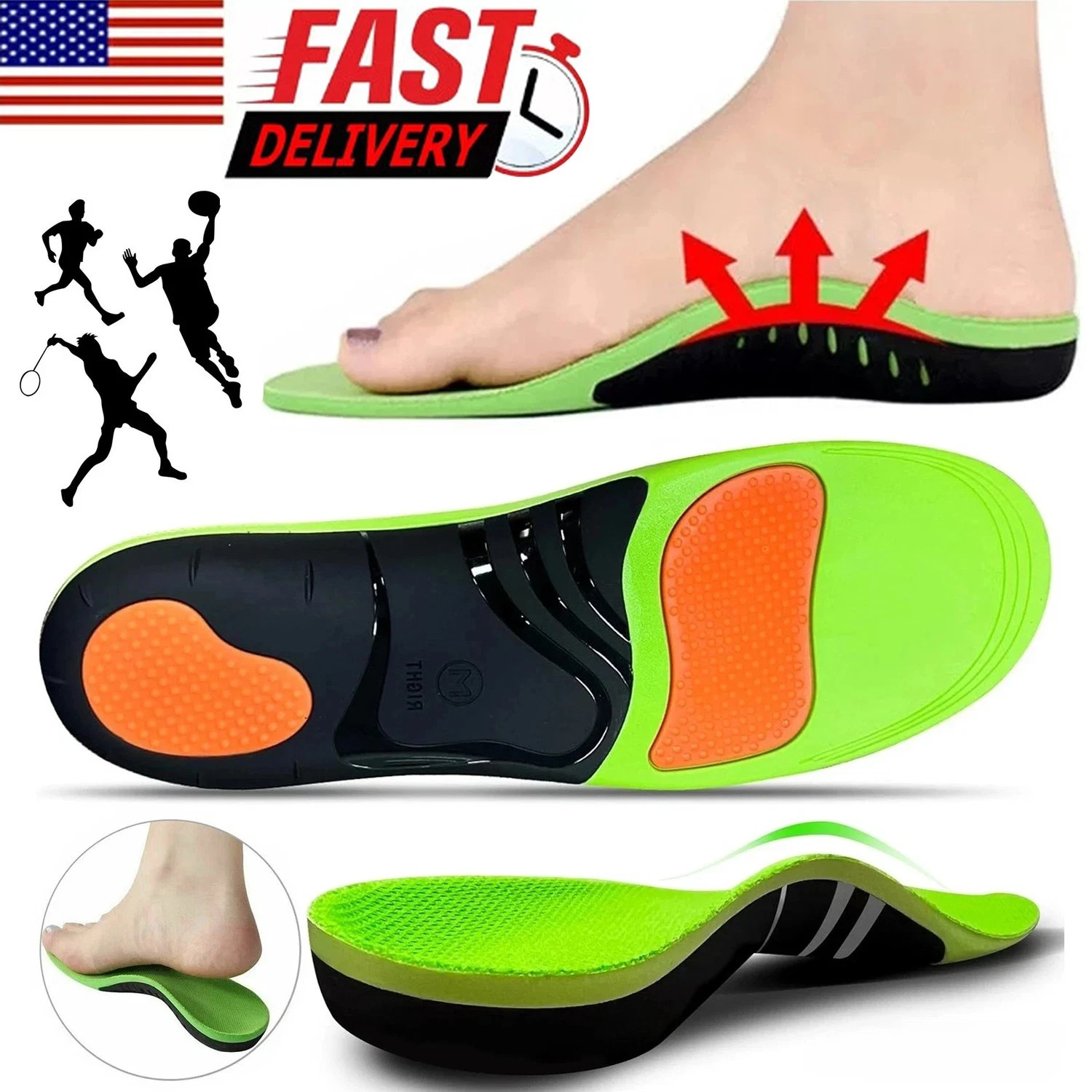 Orthotic Insoles For Flat Feet High Arch Support Plantar Fasciitis Shoe Inserts