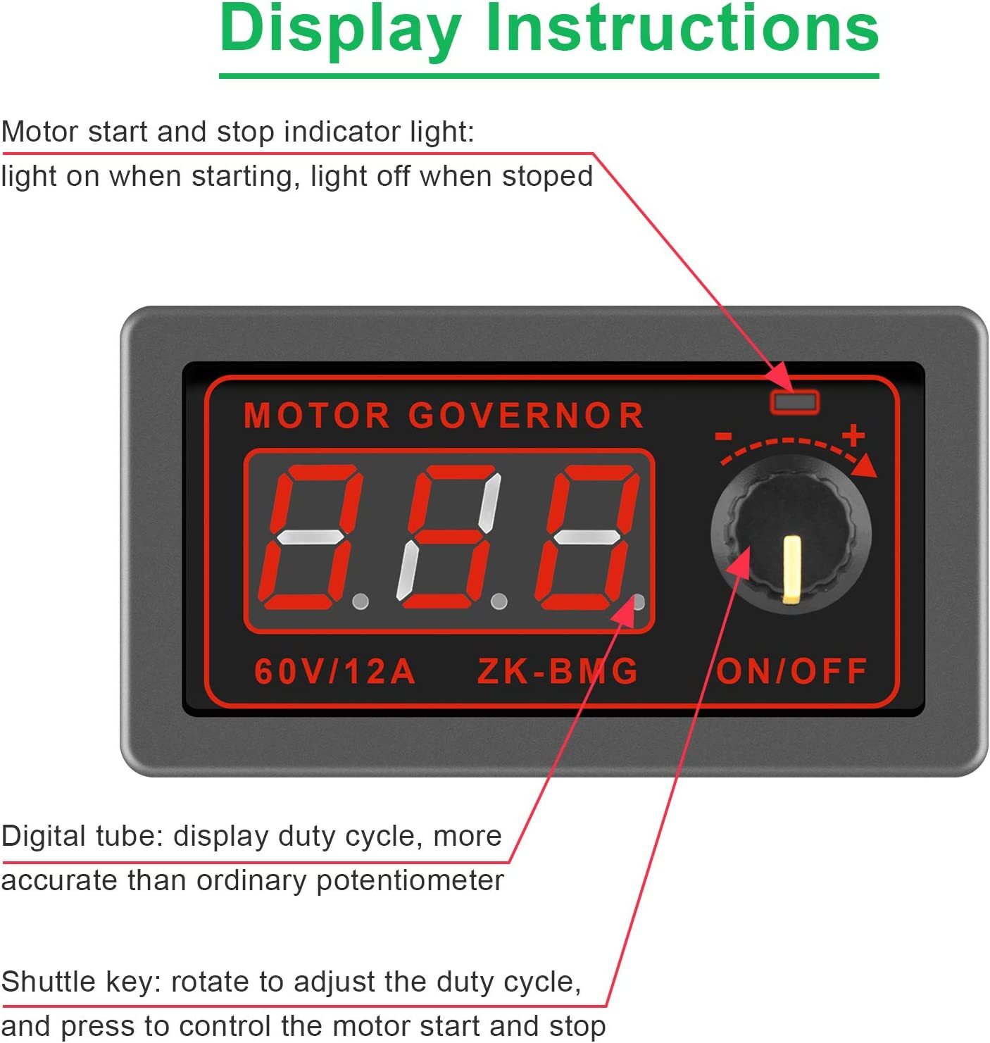 Motor Speed Controller Adjustable Speed Regulator Switch PWM DC 12V 24V 60V 500W