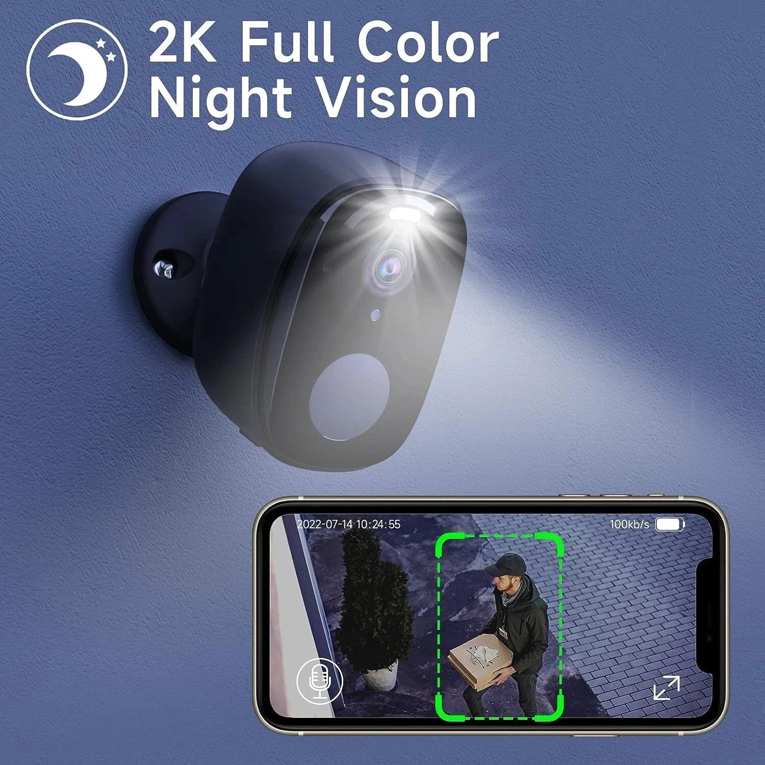 2Pack Security Cameras Outdoor Wireless, Battery Powered Wire-Free Spotlight