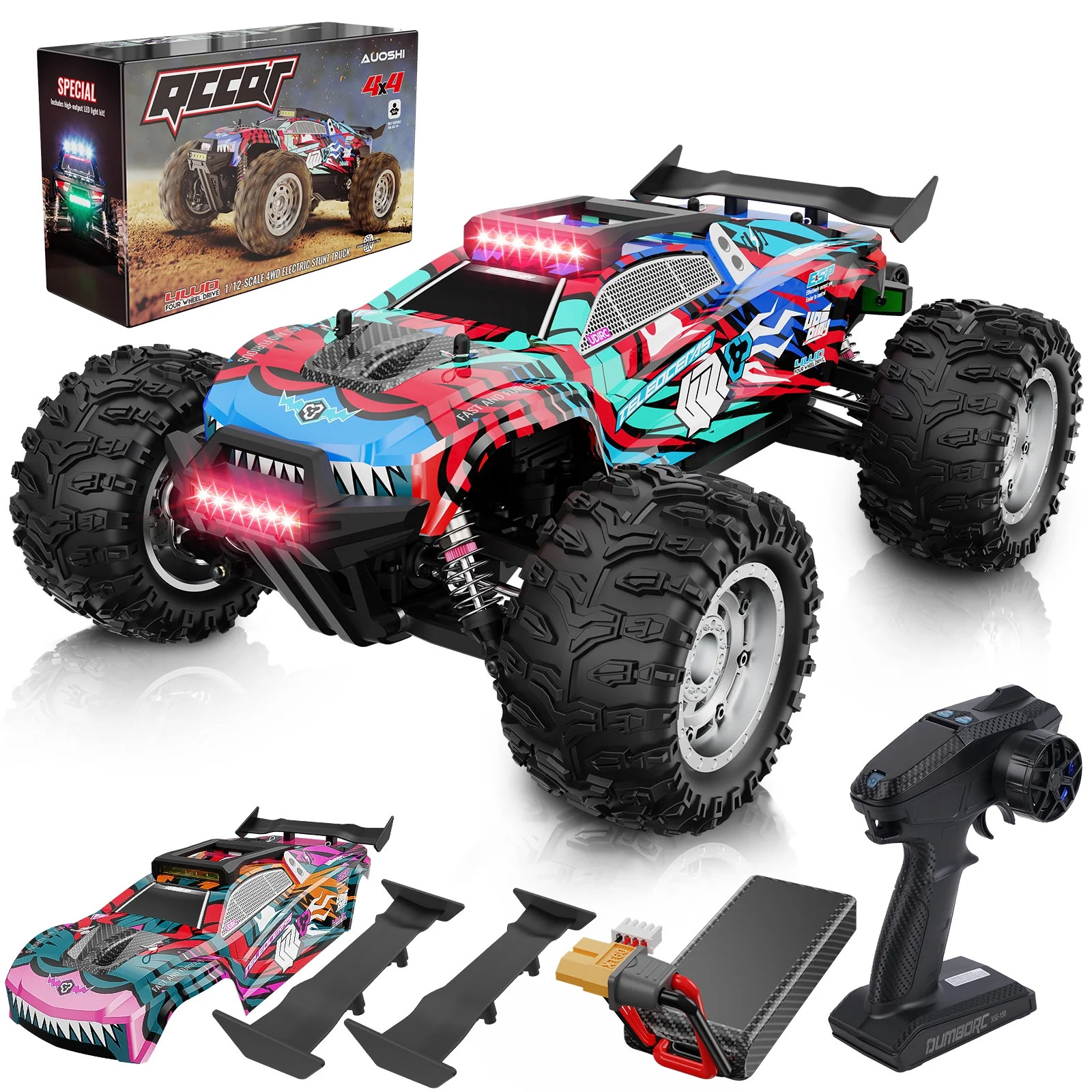 Auoshi FYJ2024032802C 4X4 Hobby Off-Road 1:12 RC Truck,Oil Filled Shocks Remote