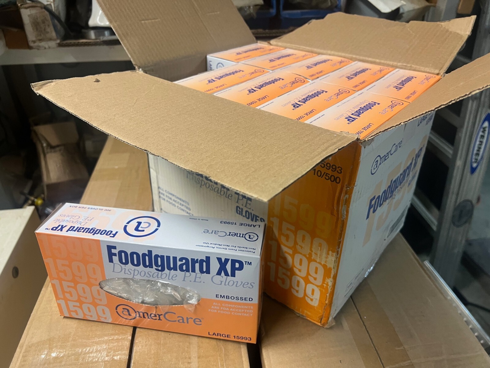 Box of 5000 AmerCare XP Disposable PE Disposable Gloves Large Food Grade 1599
