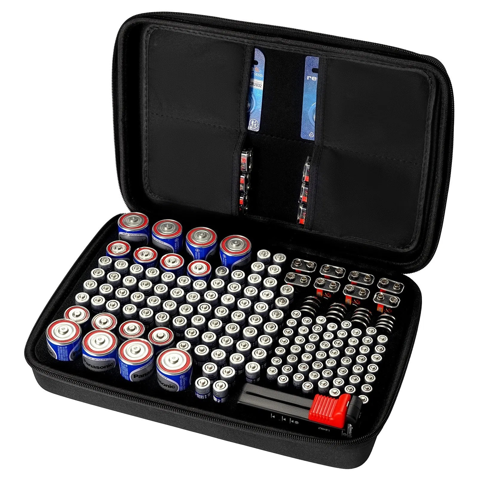 Battery Organizer Storage Box, Battery Case Bag with Tester BT-168, Waterproof
