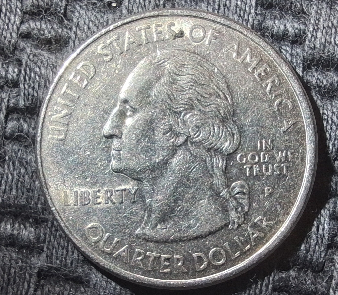 2004 US Quarter Texas P Mint Mark Grey "Dull" Toning Poorly Bonded Clad Layer
