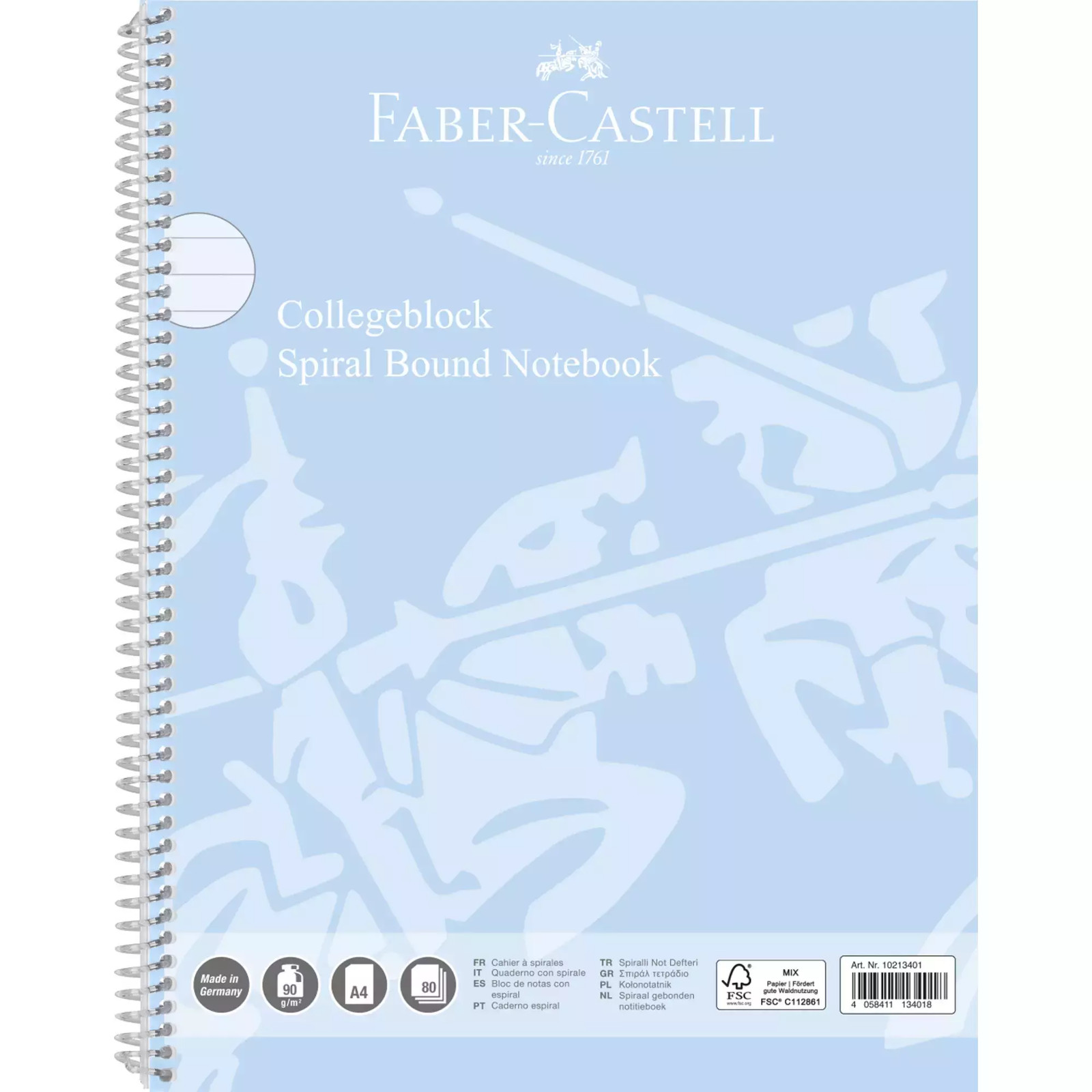 4058411134018 Kołonotatnik A4 Faber-Castell 80 k. w linię błękitny Faber Castell