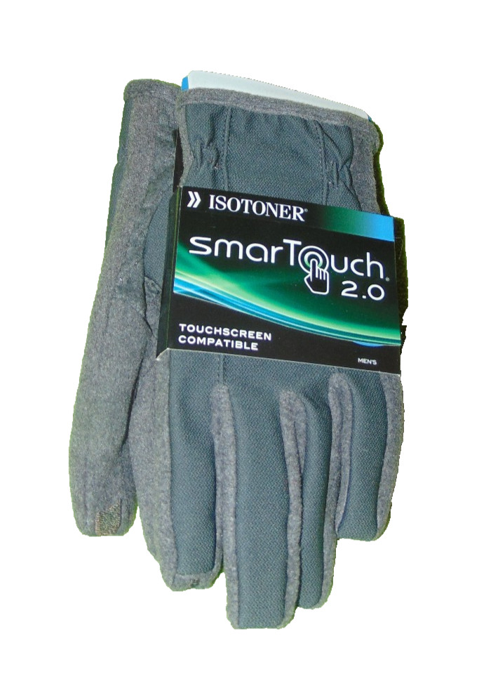 NEW Isotoner Smartouch 2.0 Men's Large Gray Touchscreen Tech Gloves