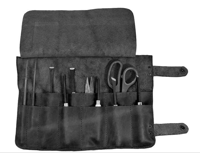 pen bag scissors Hardware chainsaw file tool pouch carrier cow Leather black