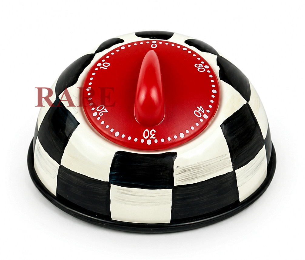 MacKenzie-Childs Courtly Check Enameled Kitchen Timer Brand New Box