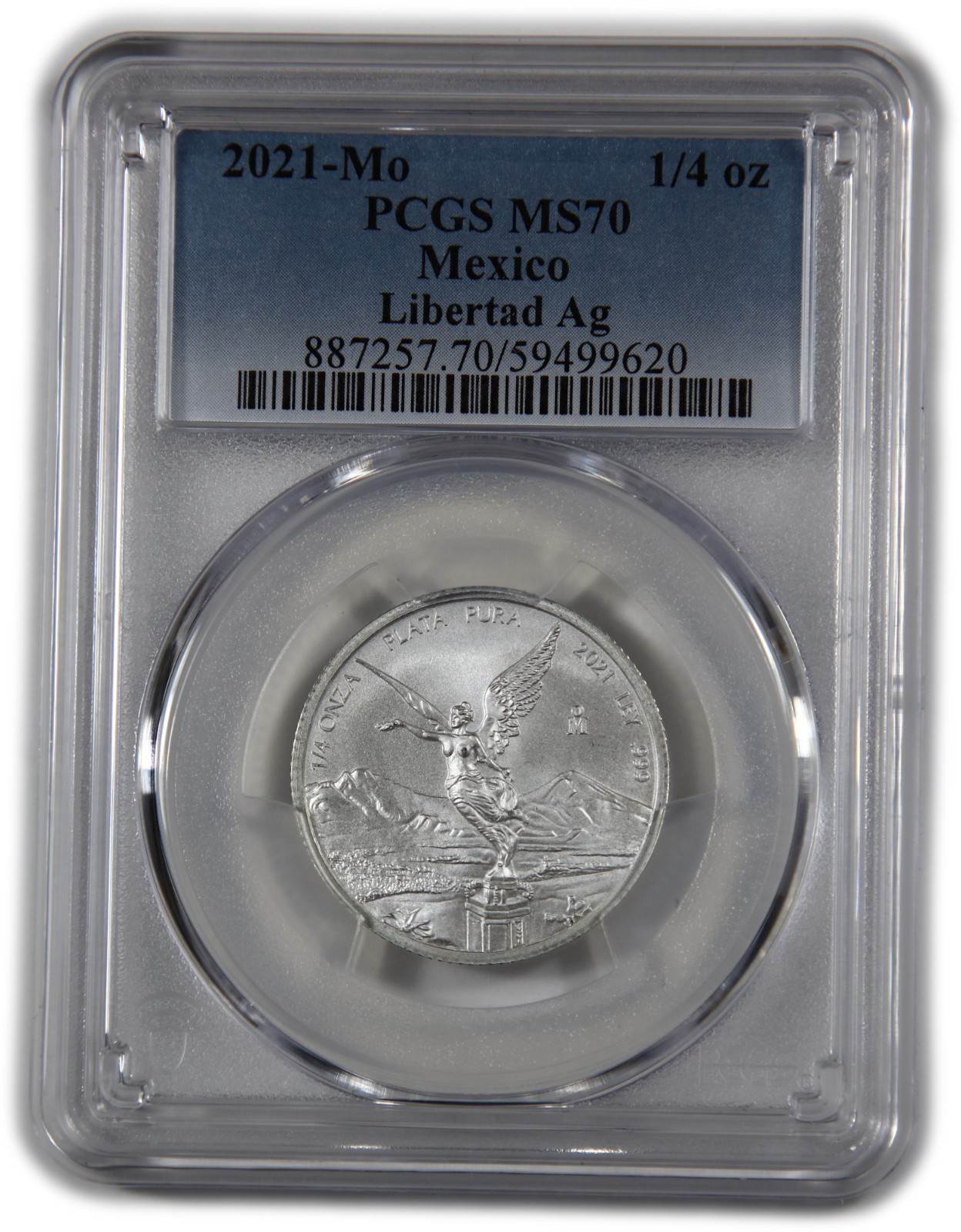 2021 Mo PCGS MS70 - Mexico 1/4 oz Silver Libertad Onza Coin #62160A