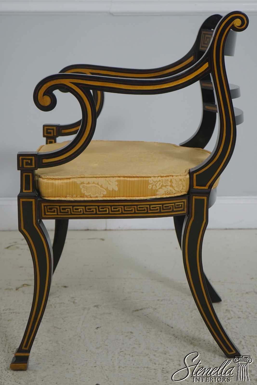 71773: Quality Regency Style Black & Gold Finish Chair