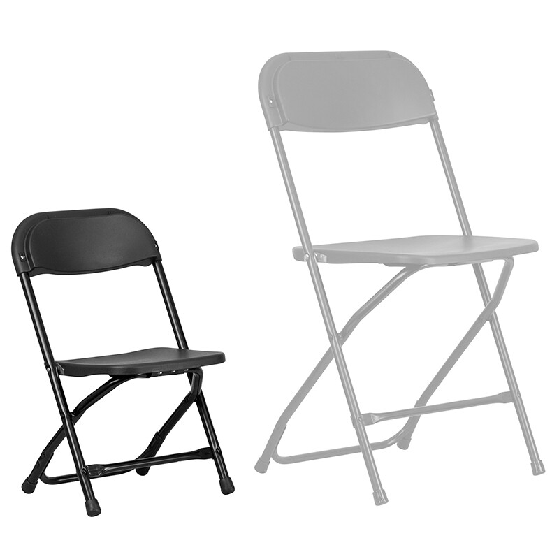 (10 PACK) Kid's Size Black Plastic Folding Chair