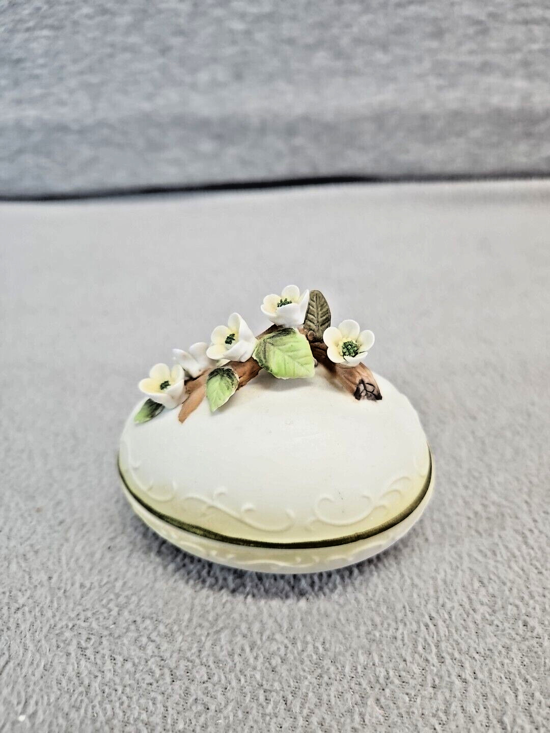 Lefton China Egg Trinket Box Hand Painted (3s2)