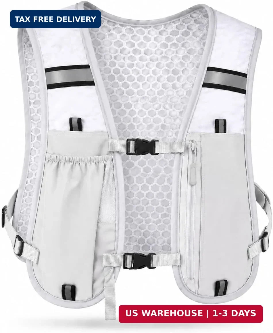 Running Vest for Women & Men, Hydration Vest with Water Bottle Holder and Zipper