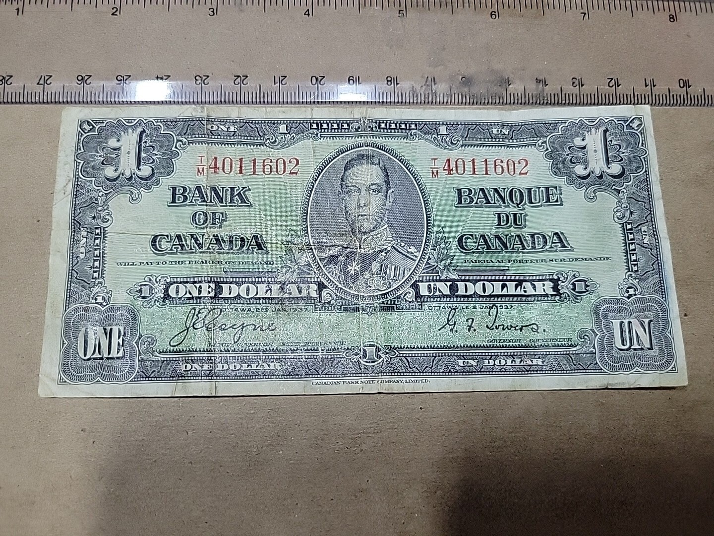 🇨🇦 Canada 1 dollar 1937 BC-21 P-58e T/M Coyne / Towers  F  banknote 121923-33
