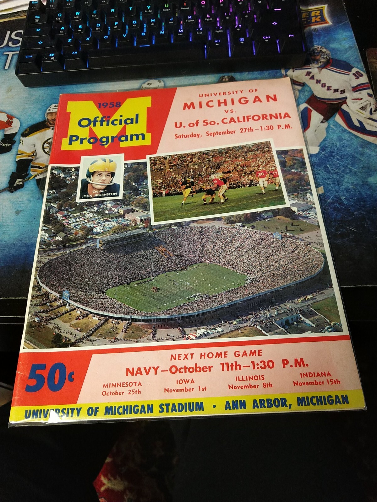 University of Michigan vs U. of So. California Football  Official  Program 1958