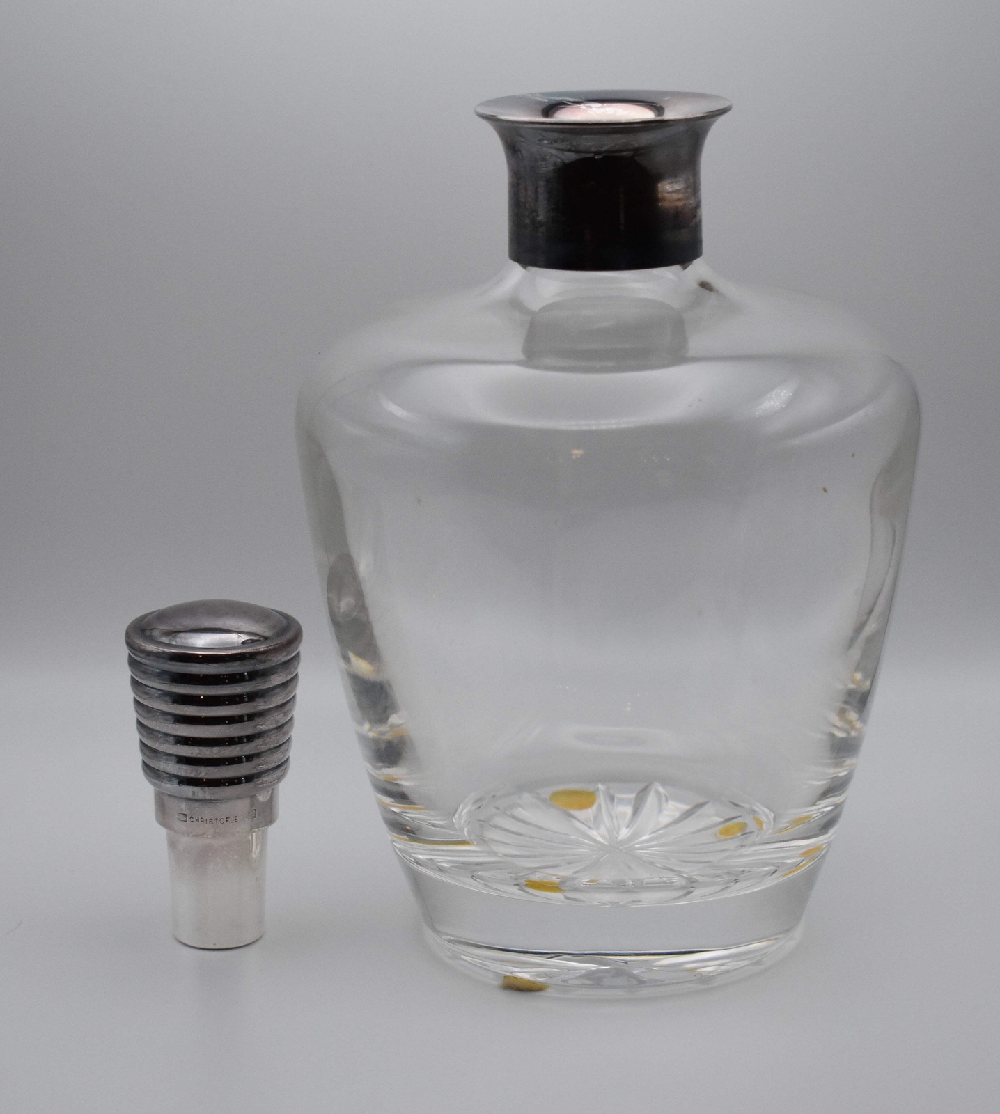 Christofle Brandy Bottle with Silver Plate Top / Stopper