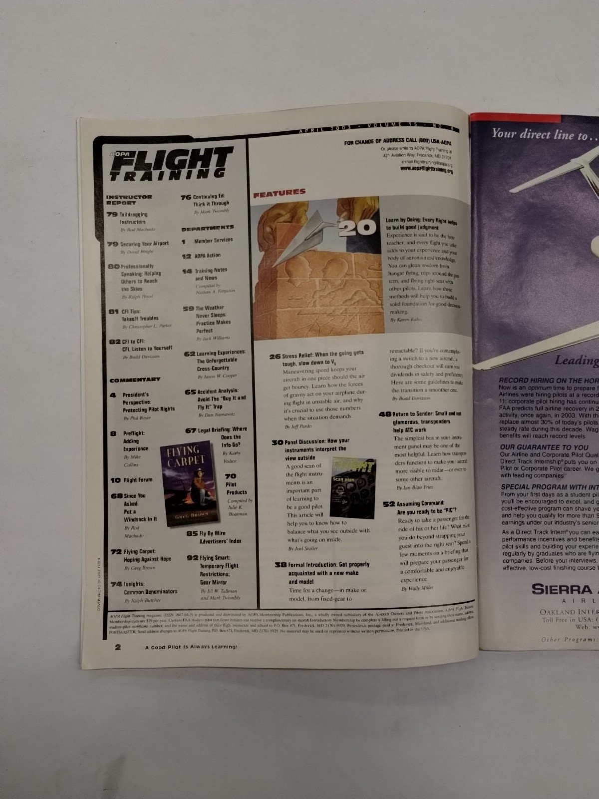 AOPA Flight Training Magazine April 2003/Volume 15/Number 4-Original