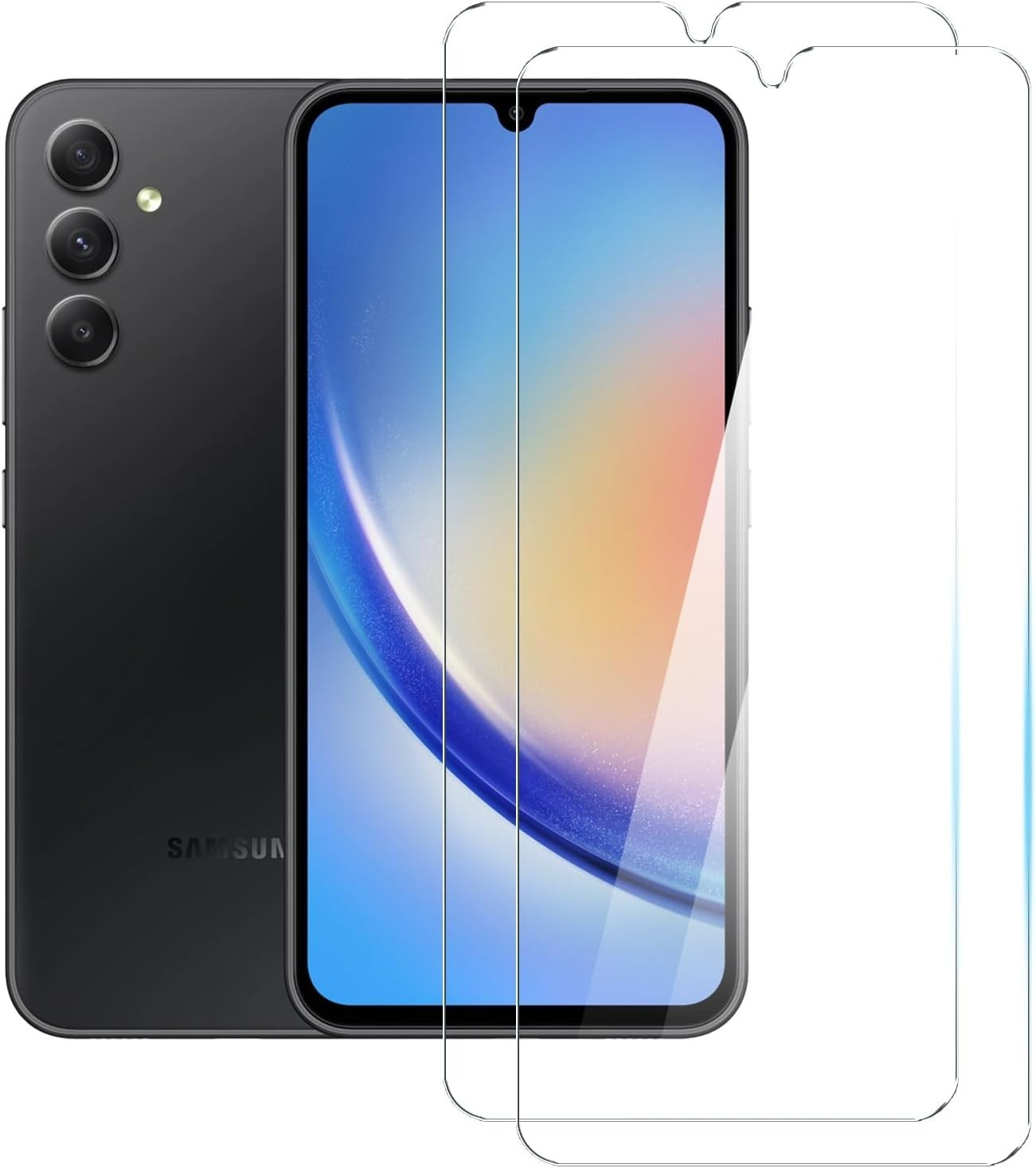 (2-Pack) Clear Tempered Glass Screen Protector for Samsung Galaxy A34 5G/A15 5G