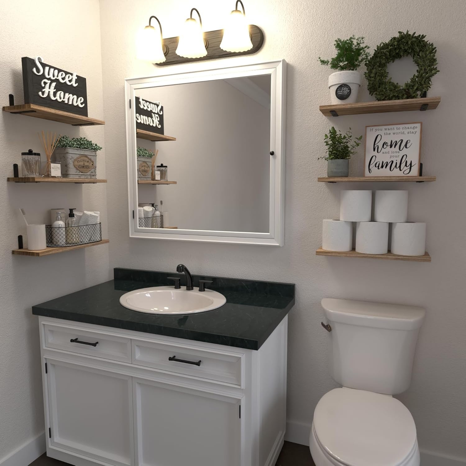 Rustic 6-Piece Floating Wall Shelves Set for Stylish Storage & Decor