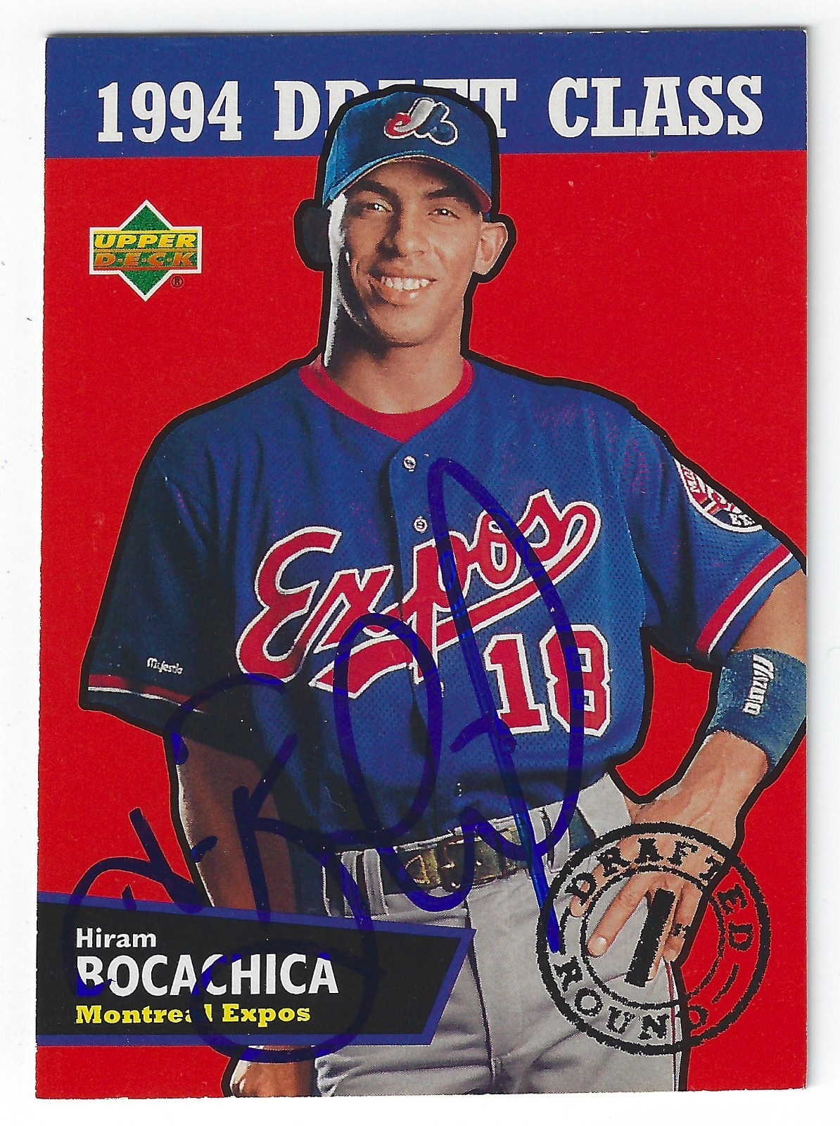 HIRAM BOCACHICA MONTREAL EXPOS SIGNED CARD DODGERS TIGERS MARINERS PADRES