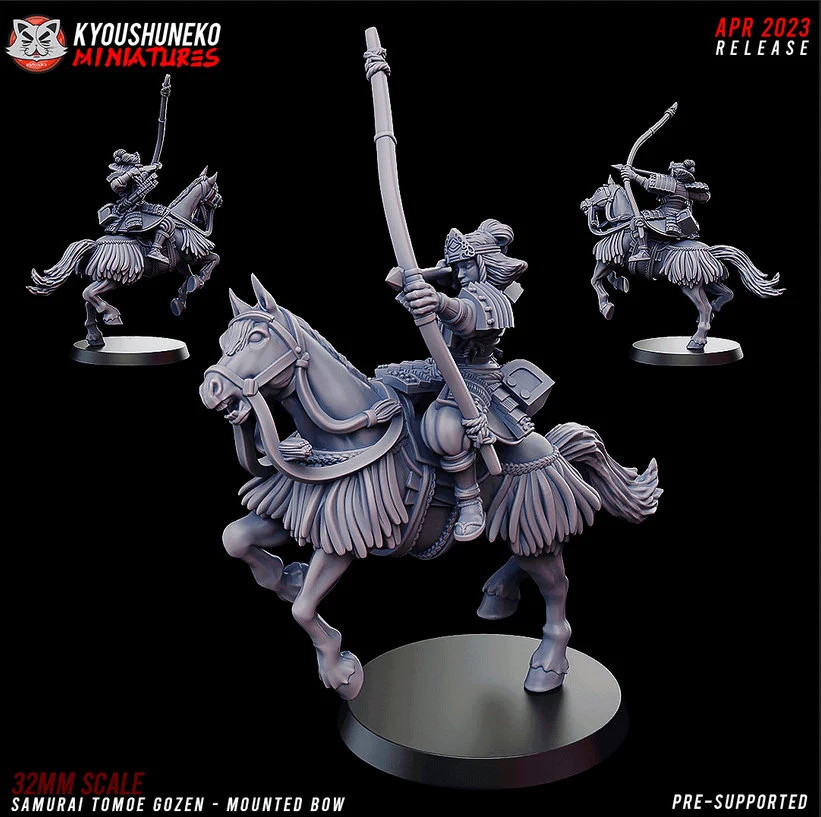 Tomoe Gozen - Mounted Bow - 28-32mm Nippon - Resin Tabletop Miniature