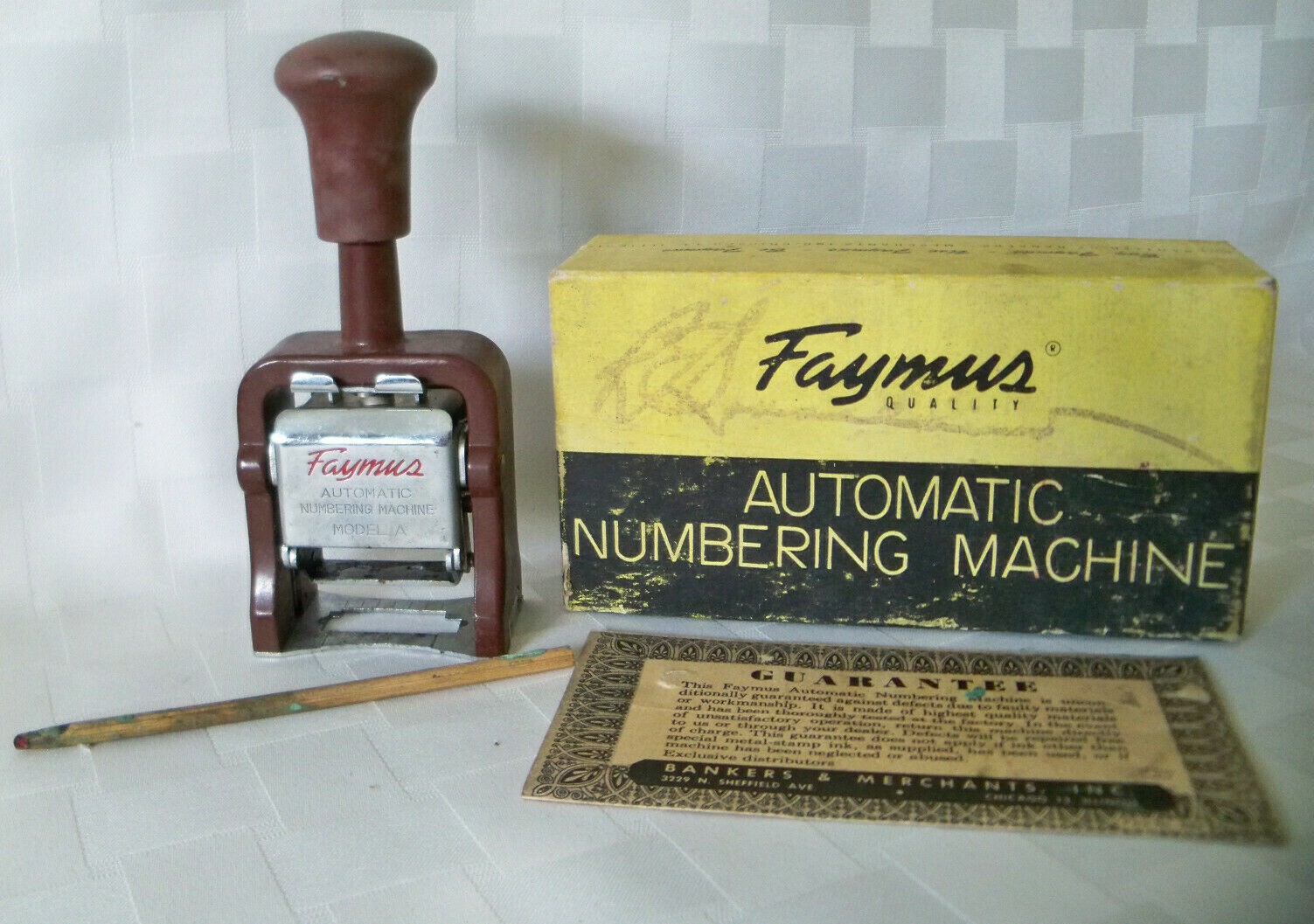 Vintage Faymus Model A Automatic Numbering Machine - 6-Wheel Japan w/ BOX Works!