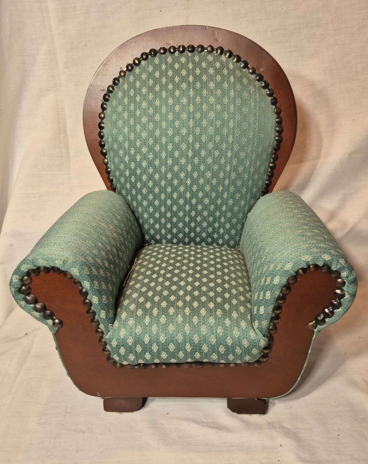 14-1/2" Inch Tall Antique Early 1900's Large Upholstered Doll Chair