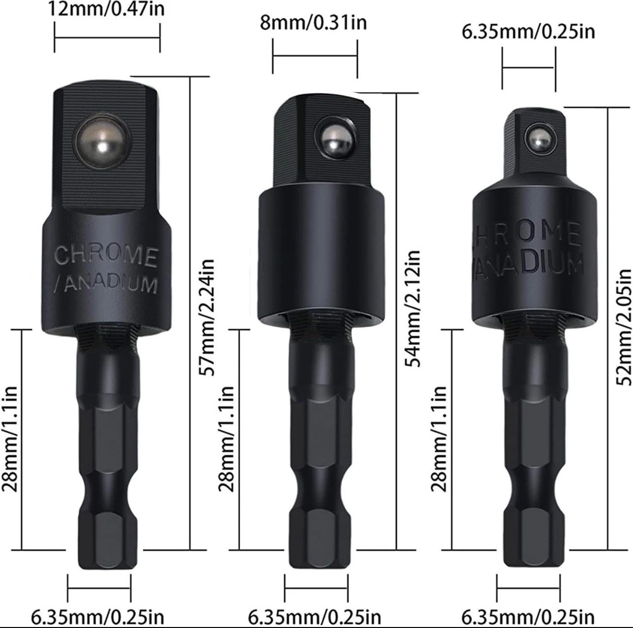 105° Right Angle Drill Adapter Set - 4-in-1 Socket Extensions for Tight Spaces