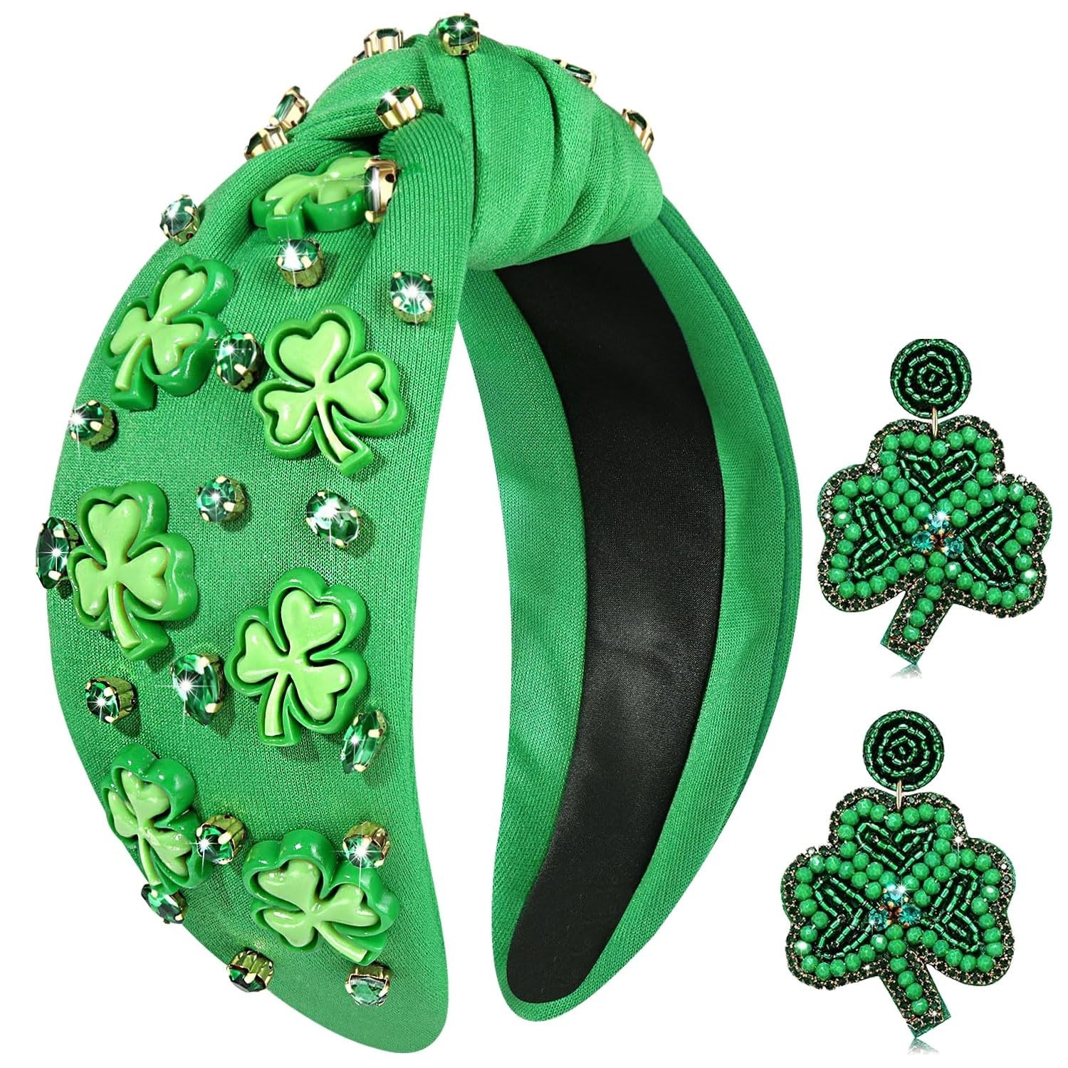 St. Patrick’s Day Headband for Women Lucky Shamrock Knotted Headbands Good