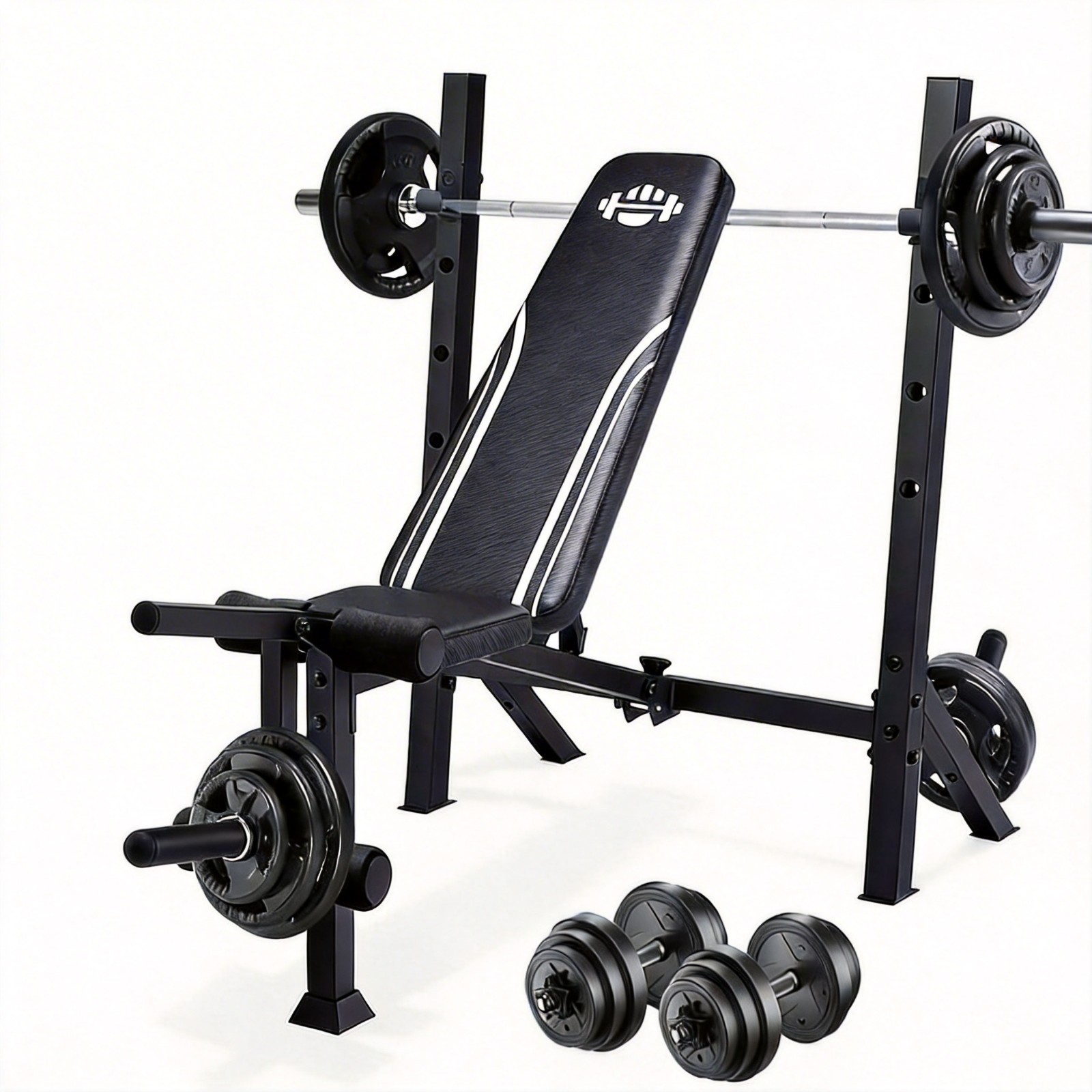 900LBS Foldable Adjustable Weight Bench Set with Leg Extension & Preacher Curl🏋