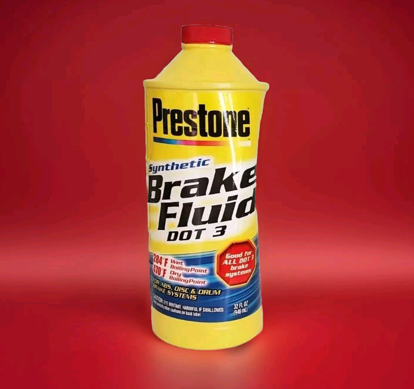 Prestone Synthetic Brake Fluid High Boil Point For Dot 3 Systems Disc Drum 32 oz