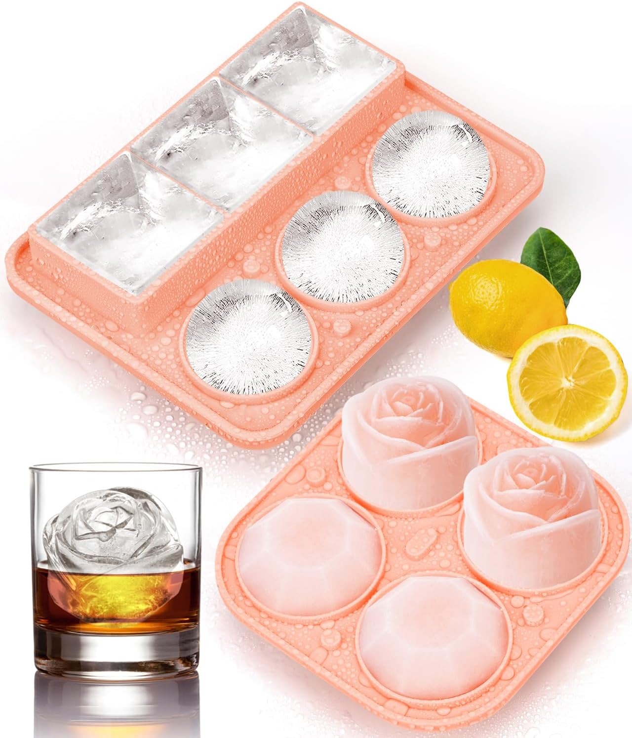 Ice Cube Trays with Lids, Large Silicone Ice Molds for Whiskey, | Make 2.5-inch