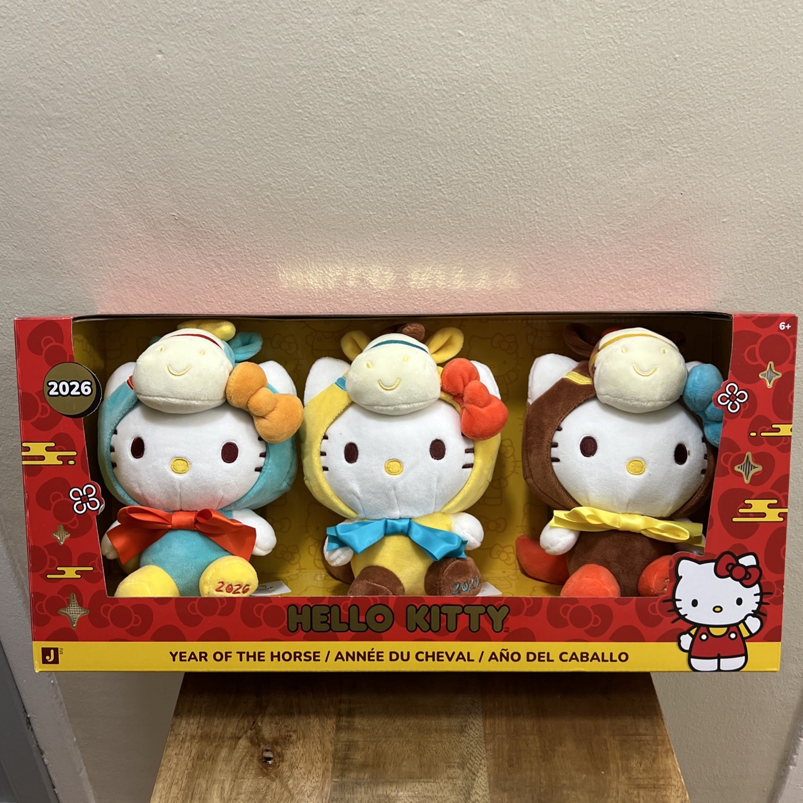 HELLO KITTY YEAR OF THE HORSE 8" PLUSH ASSORTMENT TOYS 3 PIECES IN HAND COSTCO
