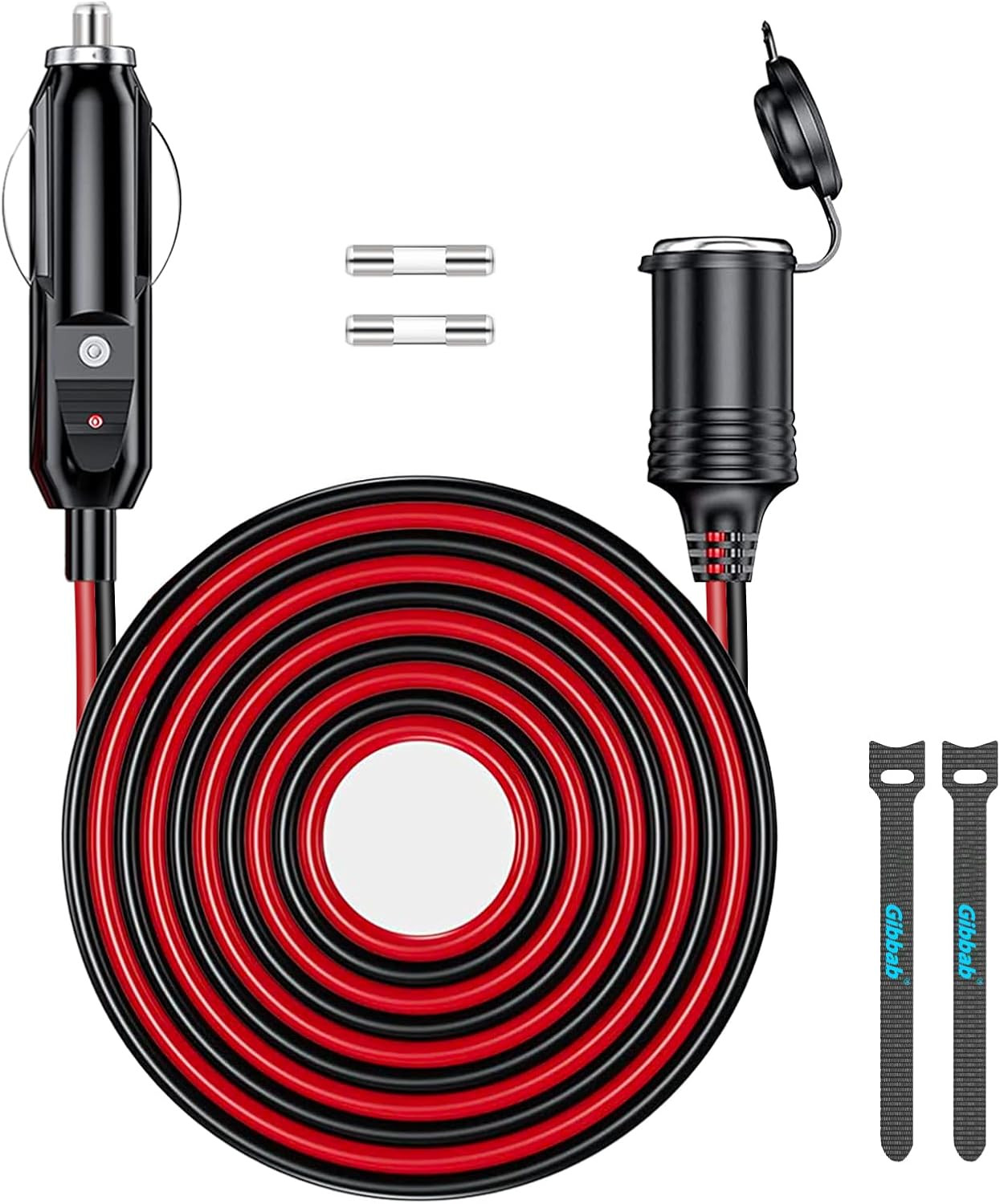 13FT 12V/24V Heavy Duty Cigarette Lighter Extension Cable 16AWG, 156W/15A Male P