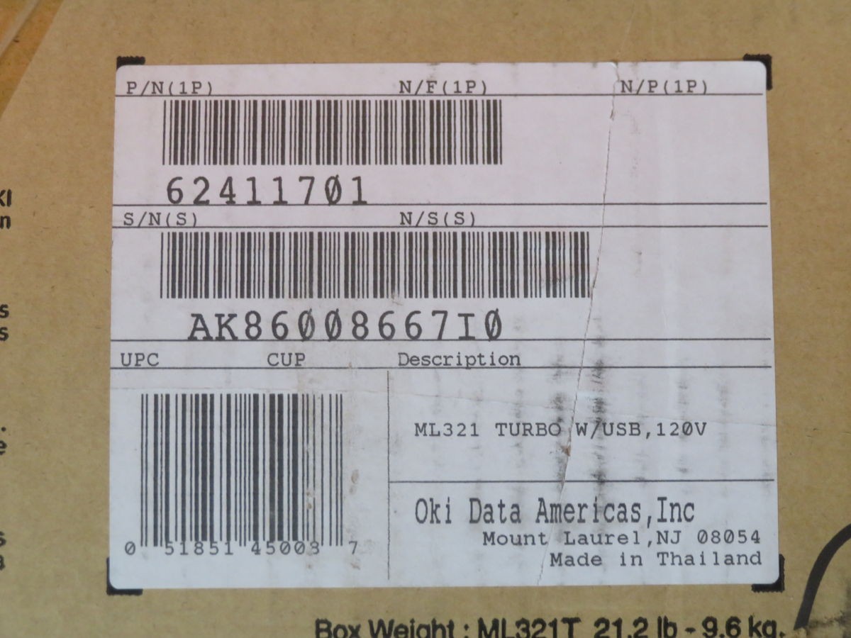 OKIDATA GE7100A 62411701 PARALLEL/USB DOT MATRIX PRINTER T258313