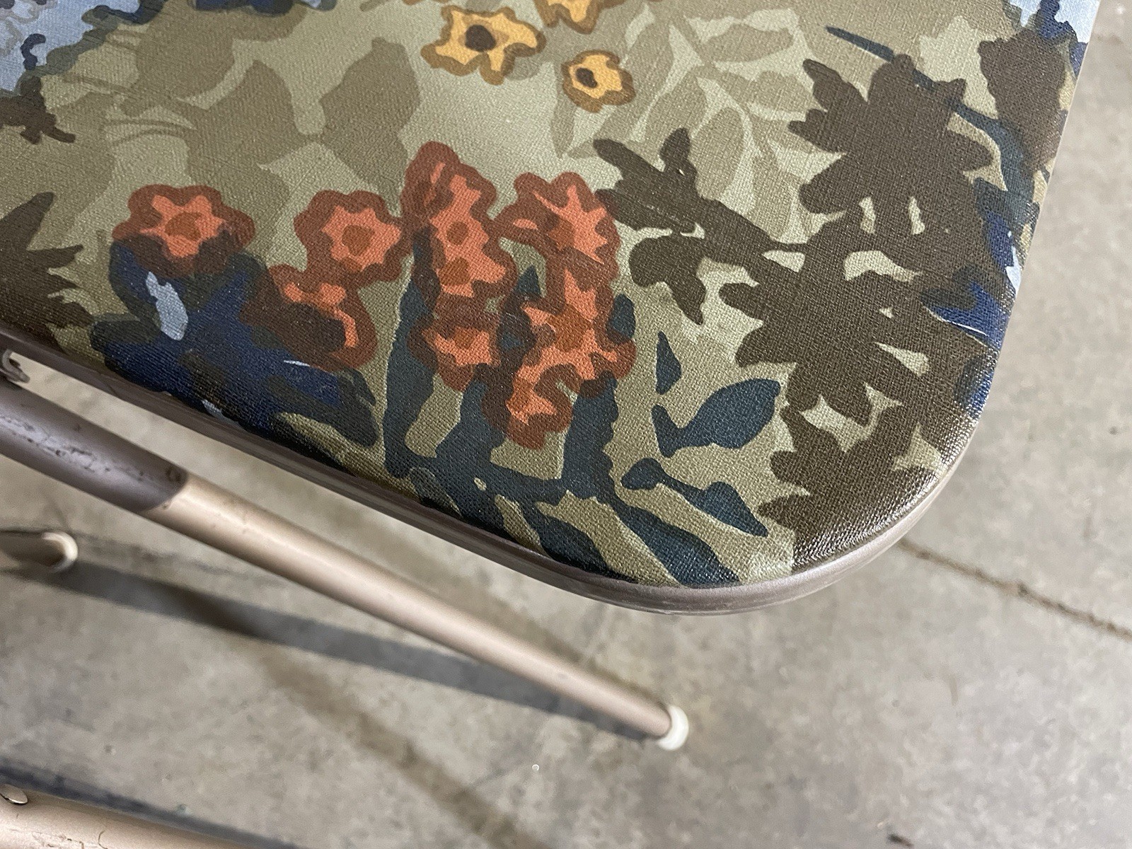 Samsonite 4 Folding Chair Set Padded Green Floral 1960s MCM Flower Power 1674