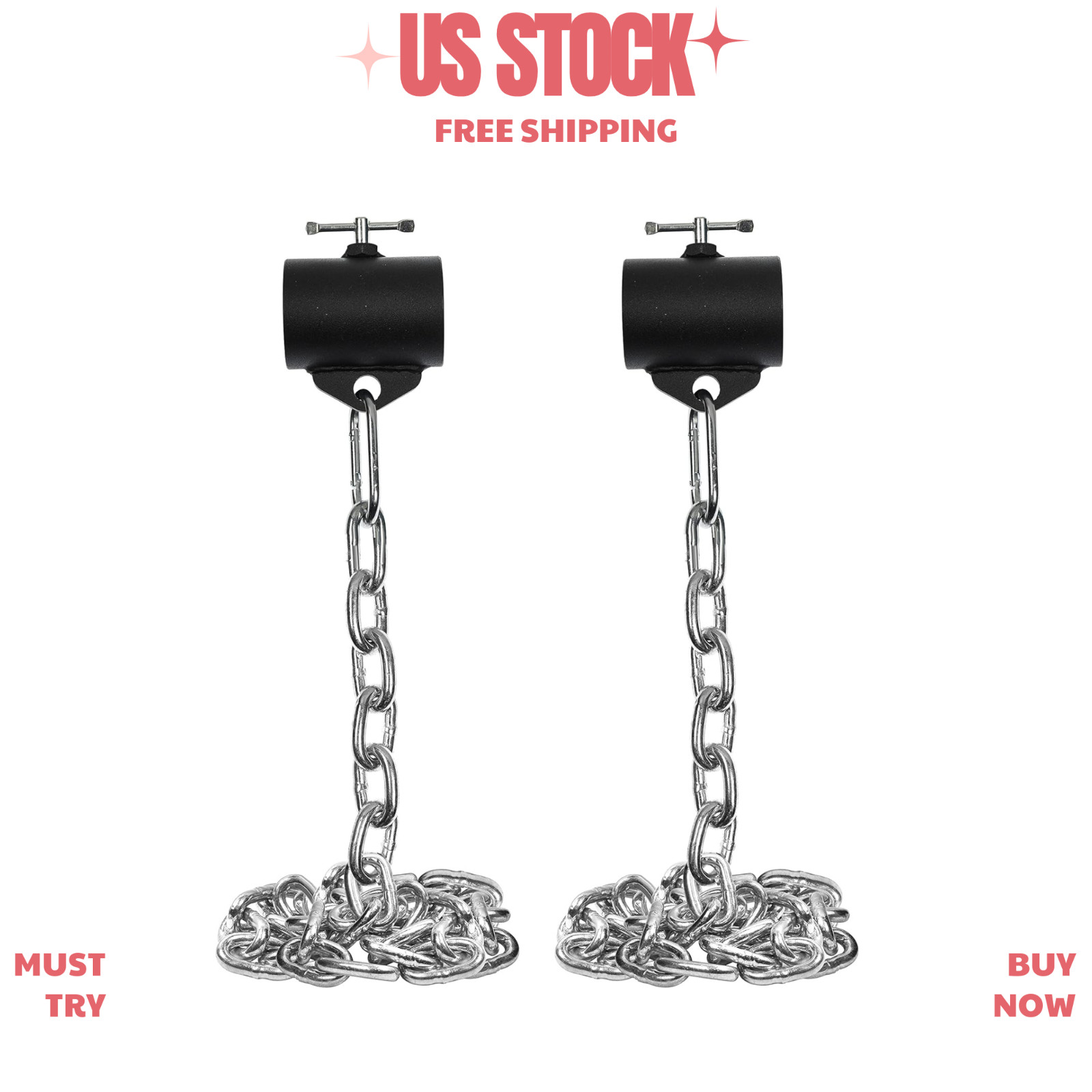NEW Weight Lifting Chains with Collars 1 Pair Steel Workout Chains 15LB-45LB