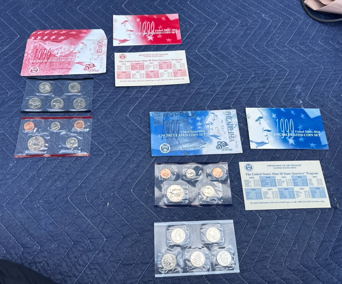 1999 U.S. Mint Uncirculated Coin Set P&D – Complete w/ State Quarters