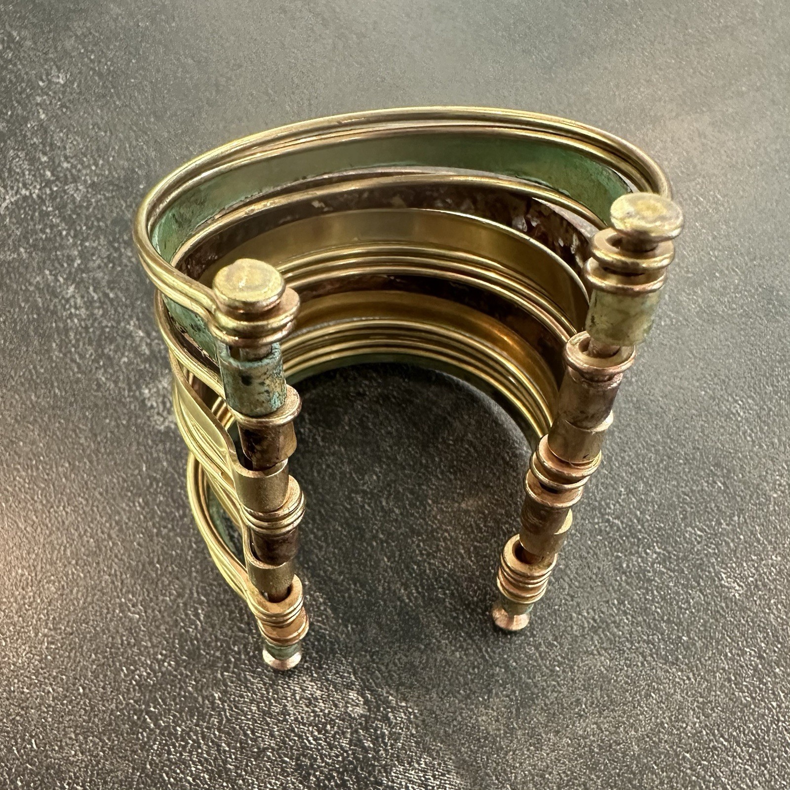Brass Copper Multicolor Bangle Cuff Bracelet Greenish And Brown