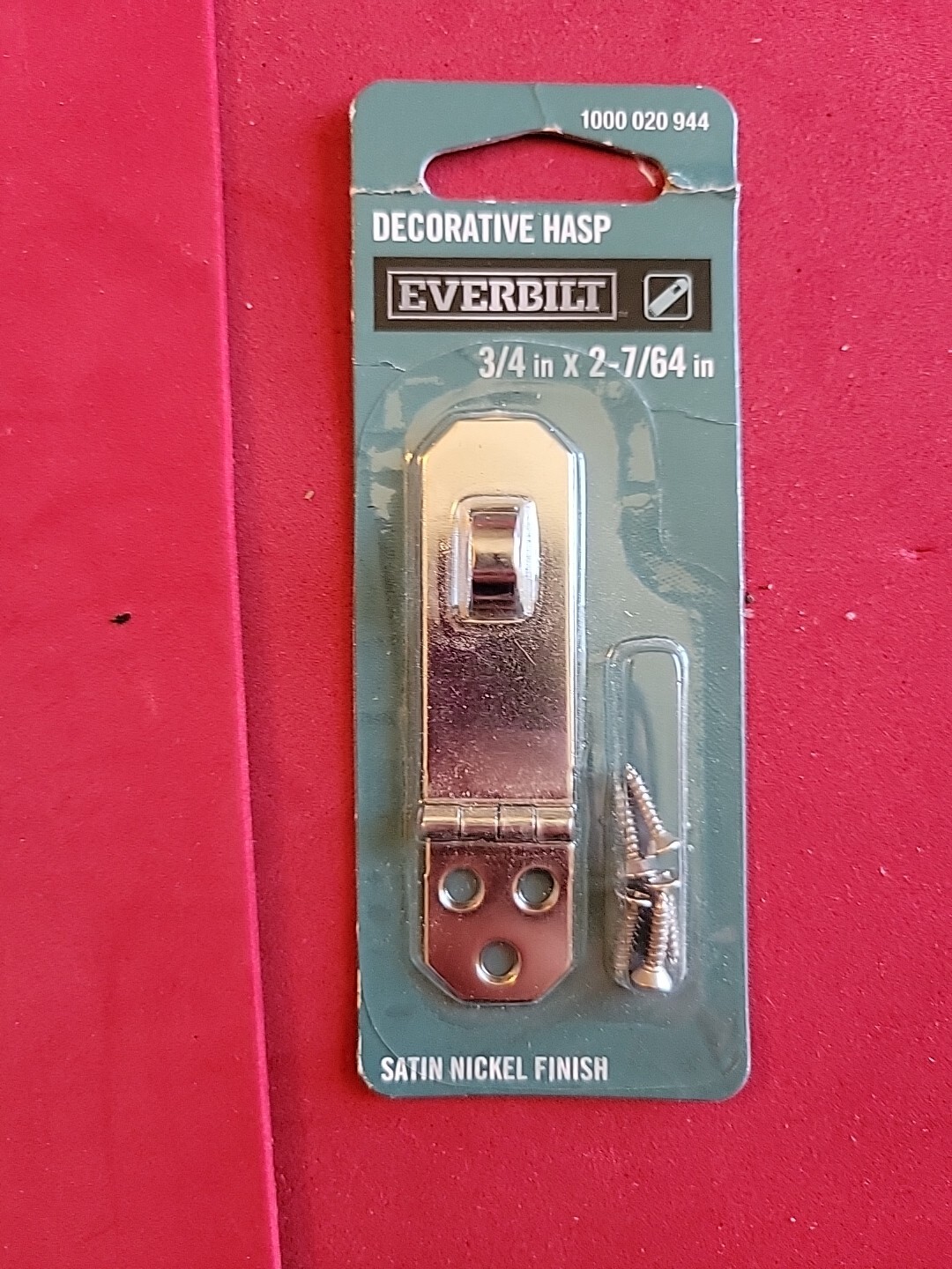 Everbilt 3/4 in x 2-7/64 in Satin Nickel Finish, Decorative Hasp